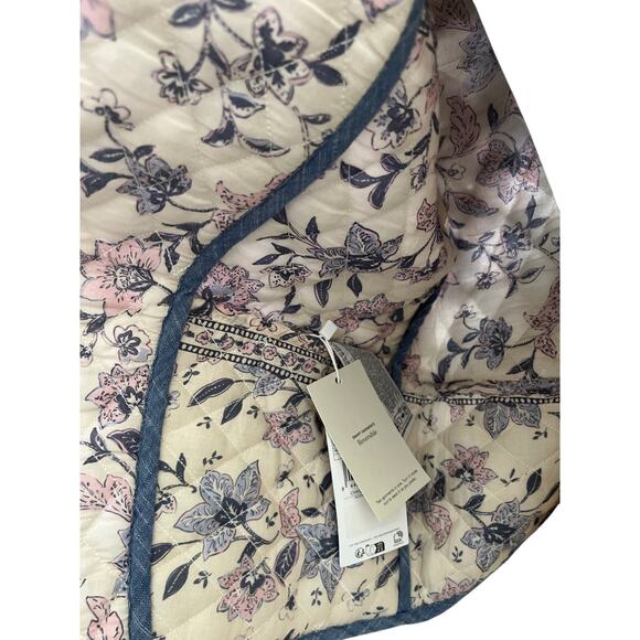 MNG Large Reversible Quilted Crop Jacket Blue Purple Cotton Boxy Oversz Crop NWT - Picture 5 of 14